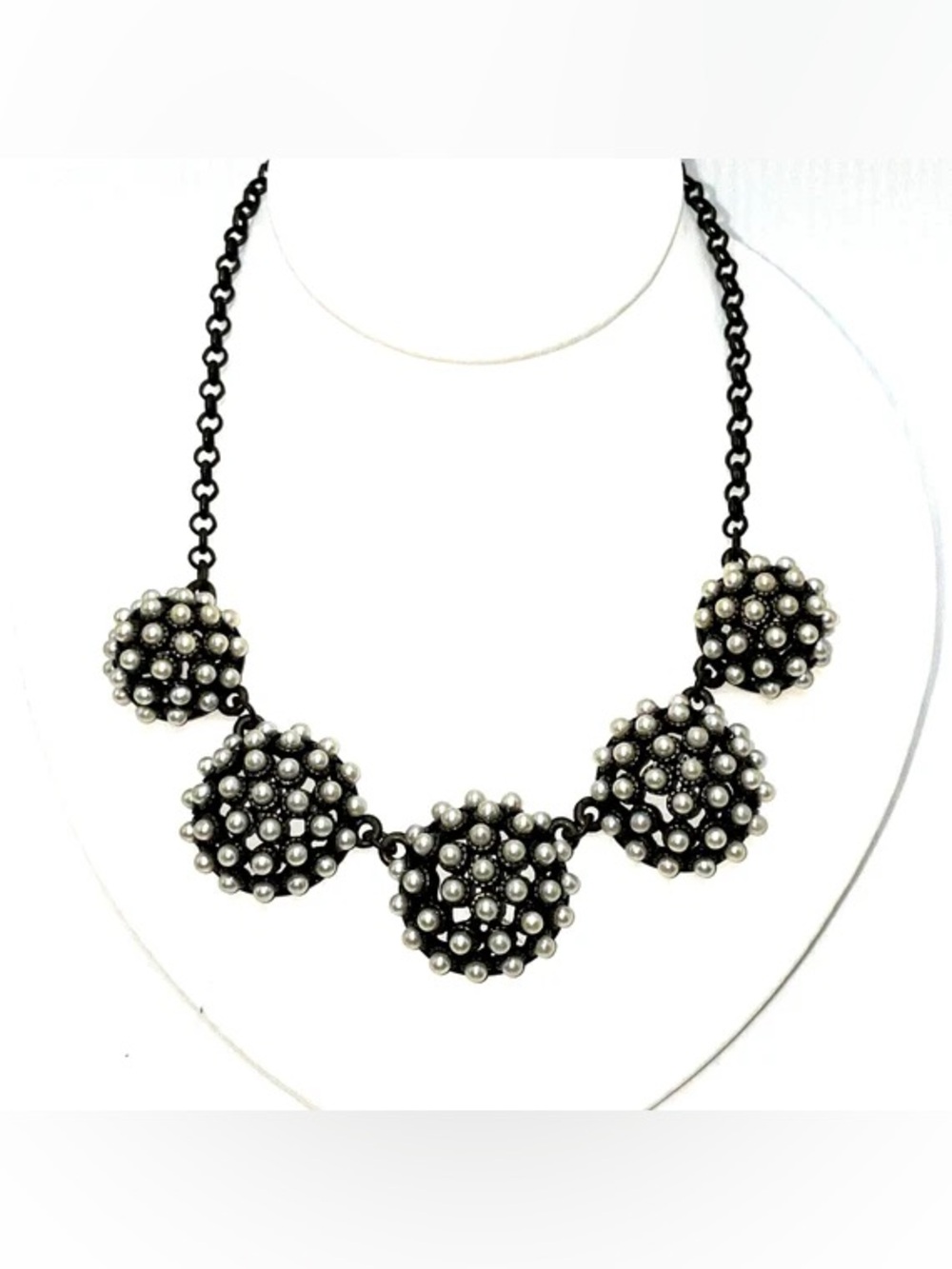 Anna Marie Designed Plunder Bronze Pearl Dome Collar Chunky Statement Necklace